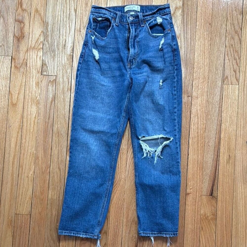 A&F Jeans Women's Curve Love Blue Ankle Straight High Rise Jeans Size 0
